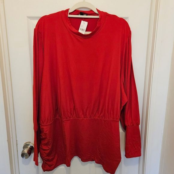 Lane Bryant Long Sleeve Blouse Red Size 30/32 - Picture 1 of 5